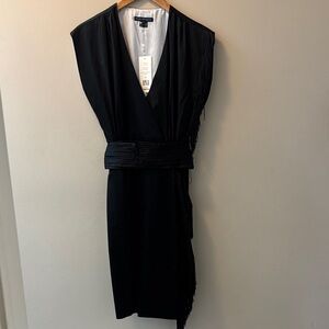 French Connection Black Fringe V-Neck Midi Dress size 2